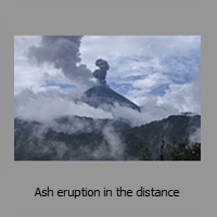 Ash eruption in the distance